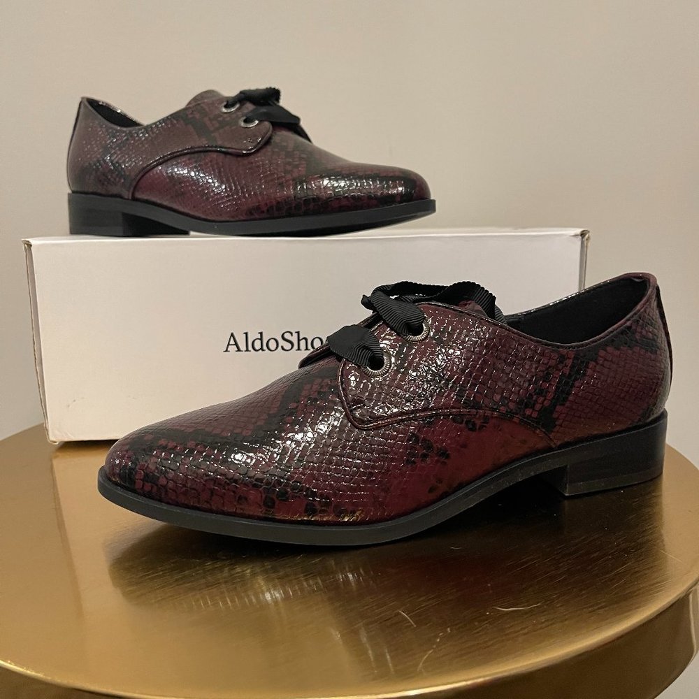 New ALDO Gemelli Oxfords with Snake Skin Design Sz 6.5